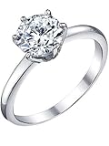 1.25 Carat Round Brilliant Cubic Zirconia CZ Sterling Silver 925 Wedding Engagement Ring Size 8
