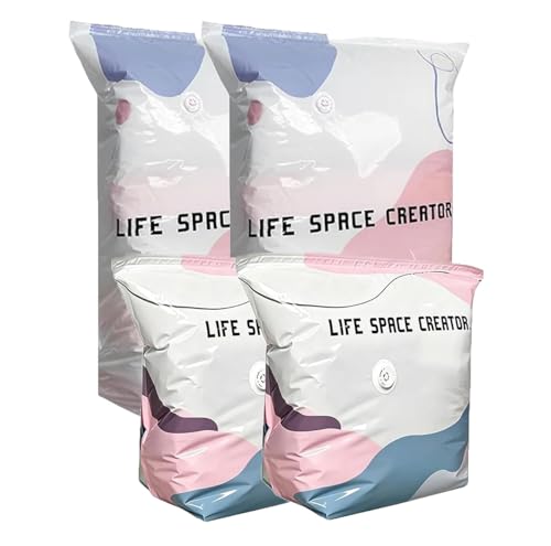 SVOZK 4 PCS No-Pump 3D Vacuum Storage Bags no pump vacuum storage bags Roll-Up Compression Vacuum Storage Bag Reusable Vacuum Pack Bags for Clothes Duvet Travel and Home (2 medium + 2 large)