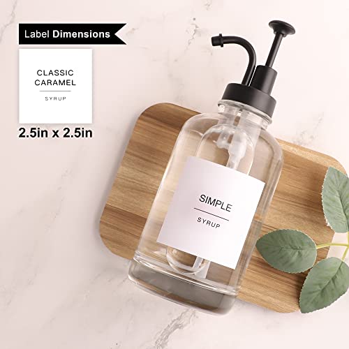 glass syrup pump bottle dispenser for coffee bar accessories with 84 labels set of 2 169 oz matte black