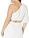 The Drop Women's Anupa Cotton One Shoulder Cropped Top, White Eyelet, S