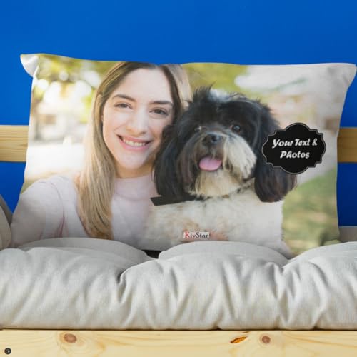 Image of KivStar Personalized Photo Pillow | Personalised Printed Cushion with Image & Text | Best Gift for Birthday & Anniversary (12x16 Inch, White)