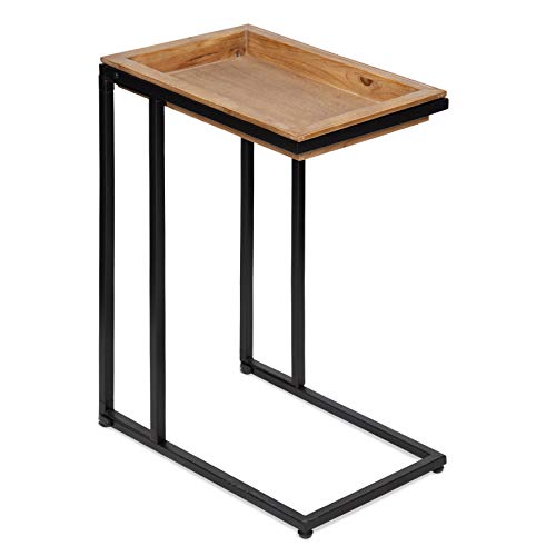 Kate and Laurel Lockridge Wood and Metal C-Table, 18.5x12x26.75, Natural