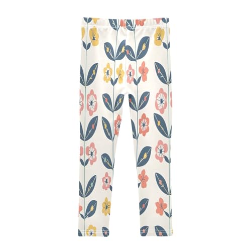 Bolaz Toddler Girls Leggings Printed Yoga Pants Leggings Yellow Red Flower for Kids2