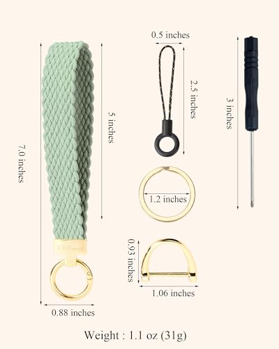 Image of WEESMILE Keychain Wristlet, Stretchy Key Chain for Car Keys with 2 Keyrings and D ring, Cute Wrist Lanyard for Women Men