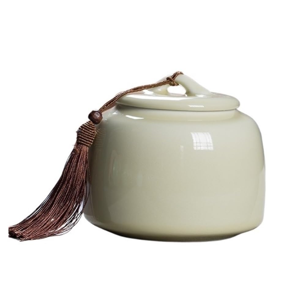 CHENGAIJIAN Tea Canister Ceramic Tea Canister With Airtight Lid Storage Container Tins For, Coffee, Nuts, Spice, Sugar(Yellow)