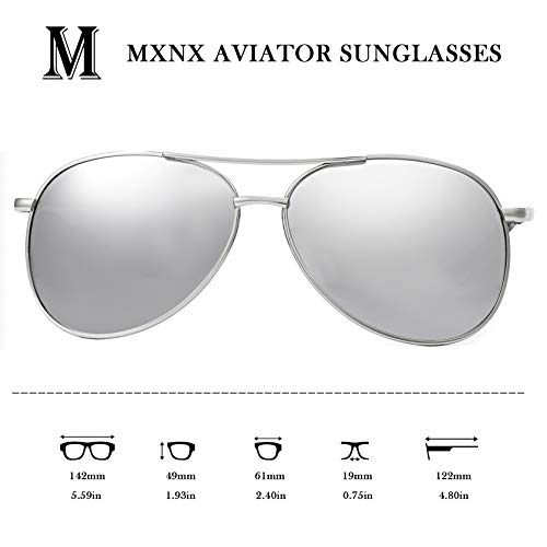 Mxnx Aviator Sunglasses For Men Polarized Women Uv Protection Lightweight Driving Fishing Sports Mens Sunglasses Mx208 (Silver Frame/Silver Lens) #TOP3