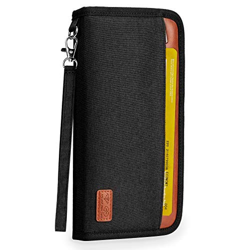 Preisvergleich Produktbild MyGadget Reisepasshülle RFID Schutz Pass Hülle - Dokumente, Geld, Flugticket Reisemappe Ausweistasche - Reiseorganizer Tasche für Flugzeug Reise - Schwarz