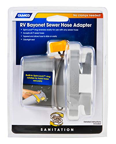 Image of Camco Easy Slip Straight Hose Adapter with Slip-Lock Rings - Securely Connects Your Sewer Hose to RV and Stores with Sewer in Standard 4 inch Bumper (39173) (Pack of 2)