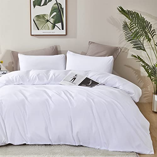 Wellboo White Comforter Sets Plain Color Bedding Comforter Sets California King Women Men All White Bedding Adults Teens Light Color Cal King Quilts Pure Solid Color Blankets Breathable Health Warm #TOP4