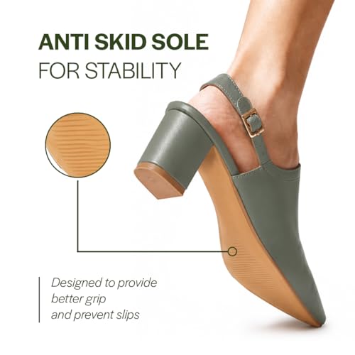 Image of FAUSTO Women Pointed Toe Block Heel Adjustable Backstrap Shoe Style Sandals | Soft Padded Insole | Semi Formal Outfit Sandals