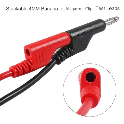Image of 4PCS Stackable 4MM Banana Plug to Alligator Clip Test Lead Wire Cable Banana Plug Test Lead for Electrical Test(2 Red and 2 Black)