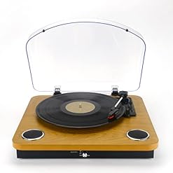 Halterrego Platine Vinyle avec HP intégrés/Couvercle, RMS 2 * 2W,RCA Out, Lec et Eng USB, BT in/Out, Adaptateur Inclus, Finition laquée Noire/asp Bois - Les Beatles, Paul McCartney, John Lennon, RIngo Starr, George Harrison