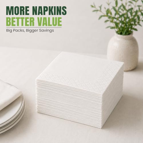 Servilletas de papel de 2 capas Freshware pliegue 1/4 blancas cuadradas para cócteles y fiestas 7
