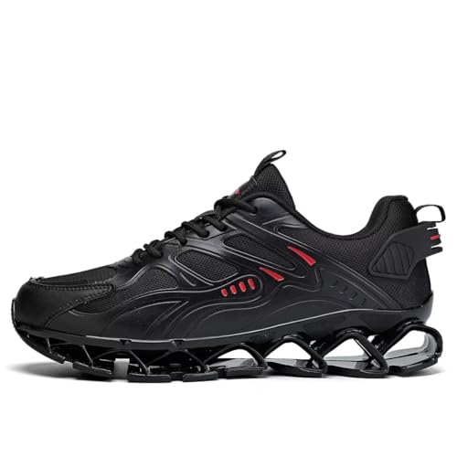 Image of Mens Walking Shoes Blade Fashion Sneakers Casual Lace up Tennis Running Athletic Sport Trainers Zapatillas para Hombre Black /Red