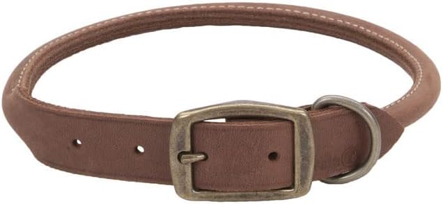 Coastal - Circle T - Rustic Leather Round Dog Collar, Chocolate, 3/4" x 18"