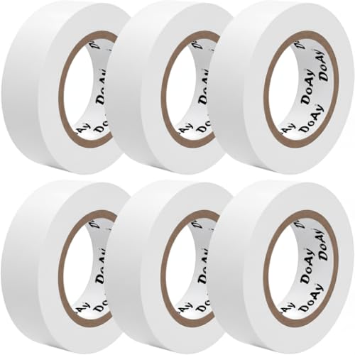 DOAY 6 Pack White Electrical Tape - Waterproof PVC Tape...