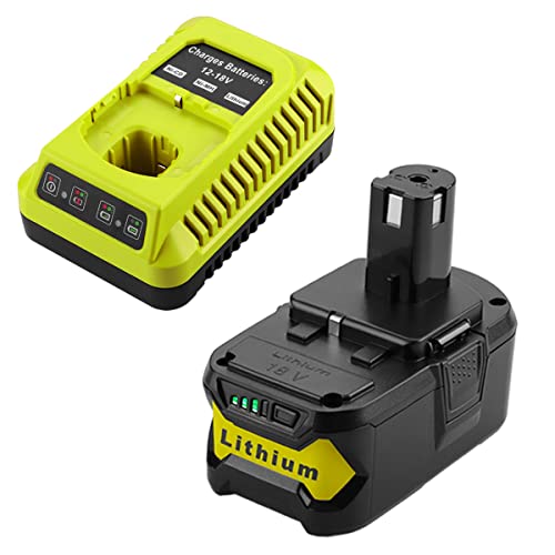 ANTRobut Upgrade P108 5.0Ah Replacement Battery for ryobi 18v Battery + Ryobi Charger for Ryobi Battery 18V ONE + P108 P107 P104 P105 P102 P103 Tools (Compatible with 260051002 P117 P118 P113 BCL1418)