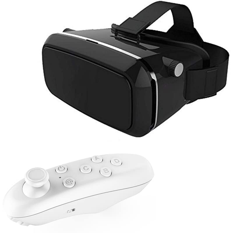 Raptas Virtual Reality Headset Glasses Anti-Radiation Adjustable Screen Compatible with All Smartphones with Mini Bluetooth Remote for Virtual Reality Headset with Joystick Motion-image-40