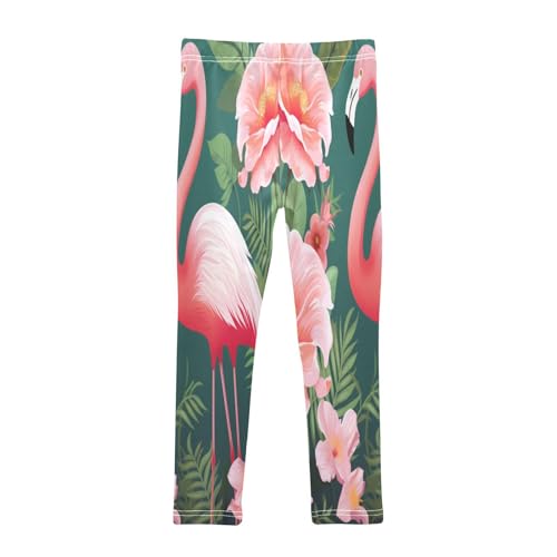 Bolaz Toddler Girls Leggings Printed Yoga Pants Leggings Green Leaves Pink Flamingo for Kids2