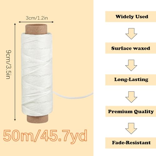Hilo encerado blanco para cuero para manualidades (45.7 Yardas) miniatura 2