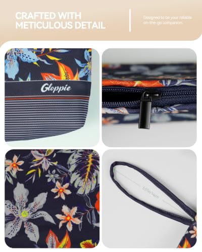 Image of Gloppie Small Makeup Bag for Purse Wristlet Cosmetic Pouch for Women Flower