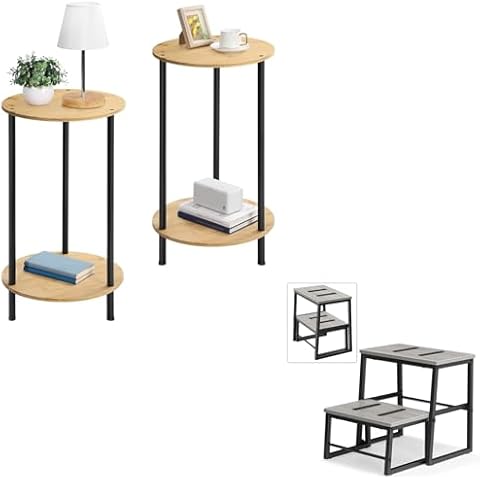 SEHERTIWY Side Tables for Small Spaces, Heavy Duty Sturdy Stepping Stools Hold up to 500Lb Cover