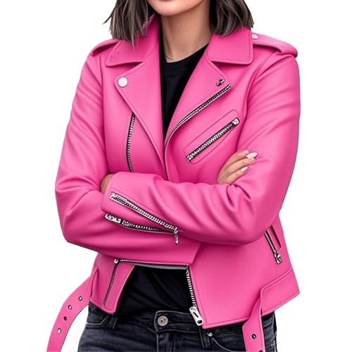 Biker-Kunstlederjacke für Damen, Kunstleder,...