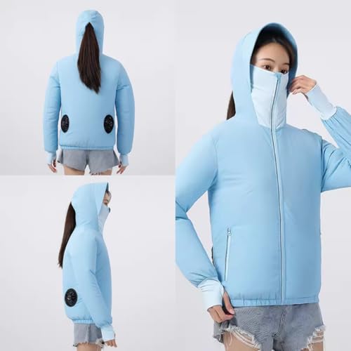 Image of Sun Protective Jacket UPF 50+ Air Conditioner Hoodie Lightweight Cooling Clothes with Fans Stay Cooling in Summer