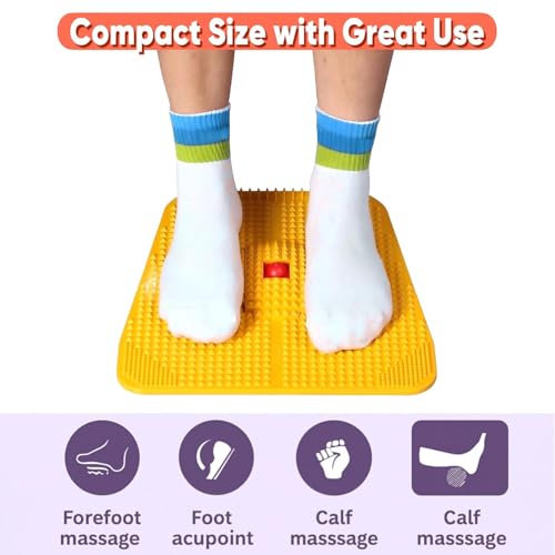 Image of Livronic Acupressure Mat For Foot,Magnetic Pyramidal Foot Power Mat,Acupuncture ,Stress Reliever Plate Therapy For ,Pain Relief,Blood Circulation,Health Care Heel Knee Leg Sciatica Massager(Yellow)