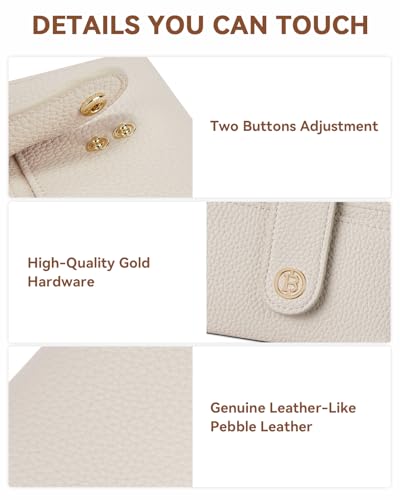 BOSTANTEN Slim Wallet for Women Small RFID Blocking Credit Card Holder Leather Bifold Wallets with Zipper Coin Pocket Beige3