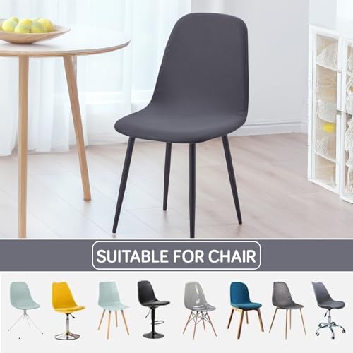 Image of HOKIPO 'SereneSolids' 140 GSM Shell Chair Cover, Mid Century Modern Dining Chair Cover, Pack of 1, Grey (AR-6248-GRY)