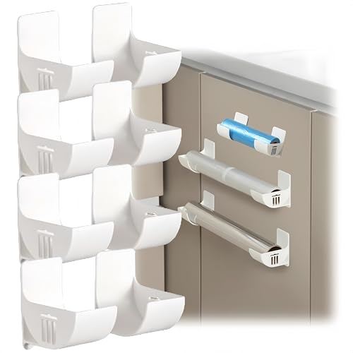 HJYDGJ 8 soportes para bolsas de basura montados en la pared, sin perforación, organizador de bolsas de basura, organizador de bolsas de basura montadas en la pared, longitud ajustable, dispensador de