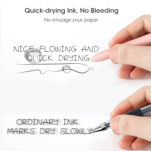 Image of FIOVER Gel Pens 10pcs 0.5mm Quick Dry Black Ink Fine Point Pens