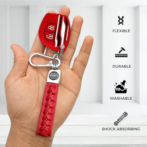 Image of KEYCEPT Tristar Key Cover for Suzuki Swift, Dzire, Ertiga, Baleno, Grand Vitara, Celerio, WagonR, Brezza, Scross, Fronx, Jimny, Ignis (2 Button Remote Key (Type 5, Red)