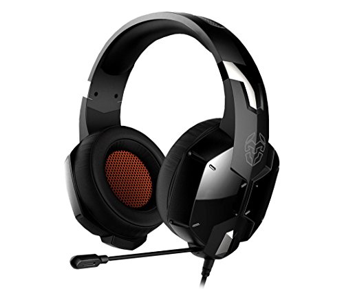 Krom Auricular Gaming KOPA -NXKROMKPST - Sonido Stereo, Altavoces 50mm, Diadema Ajustable, Micro Flexible, Jack 3.5 mm, Compatible Nintendo Switch, PS4,PS5, PC, Color Negro,Naranja