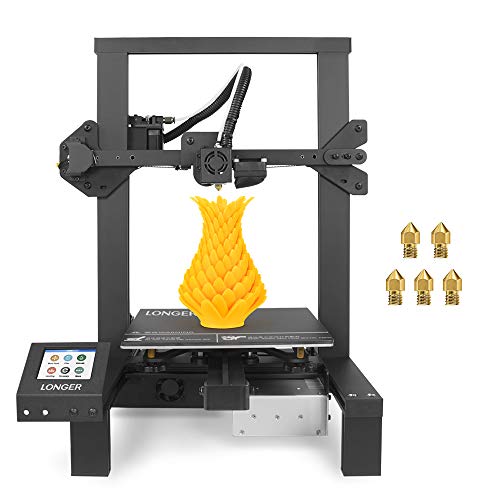 3D Printer, LONGER 220x220x250mm 90% Pre-Assembled LK4 FDM 3D Printer with 2.8\" Full-Color Touch Screen Resume Printing Filament Detector, 5PCS 0.4mm Nozzles