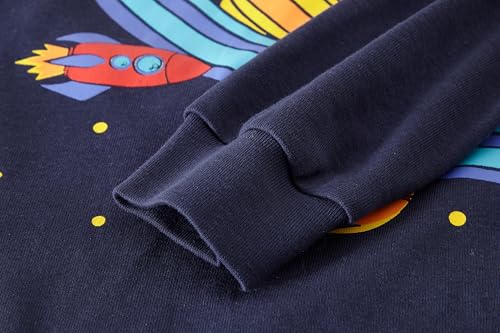 SOIBEEN Pyjamas für Jungen Space Planet Nachtwäsche Baumwolle Kleidung Kinder Nachtwäsche Langarm PJs Set 4-teiliges Outfit 12-Jahre