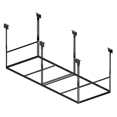Image of 3x8 Ft Overhead Garage Storage Rack, 28-41 inch Height Adjustable Ceiling Mounted Organization Rack, 850 lbs Weight Capacity, 36 inchx96 inch Heavy Duty Space-Saving Metal Rack for Garage Storage