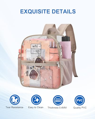 Image of Clear Backpack for Stadium Events, 12x12x6 Small Clear Plastic bag with Reinforced Straps for Game Security Festival Concert