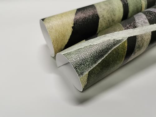 neukids 240x250cm Selbstklebende Ledertapete mit Strukturstruktur Schwarz Grün, Aquarell Blätter Tapete Pflanzen Fototapete,Tapeten Wandtapete, Wohnzimmer Schlafzimmer Büro Flur Moderne Wanddeko