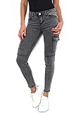 Noir Triple XXX Women's Cargo Skinny Stretch Jeans Trousers Grey UK Sizes 6-14 (L UK 12)