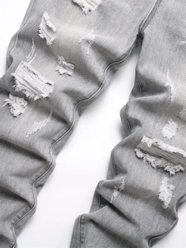 Men's Slim Fit Jeans Comfort Straight Leg Casual Mid Waist Denim Pants Trousers4