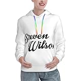 REWFXDPOD Steven Muisc Wilson Hooded Women Casual Long Sleeved Lined Hoodie Pullover Plus Size Sweatshirt Top Large Black