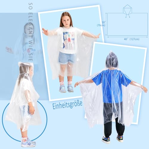 SWOGAA Regenponchos Familienpackung 6 Stück - 50% Extra Dick Durchsichtig Wasserdichte Regencape Leichtgewichts Regenschutz Regen Poncho Transparent