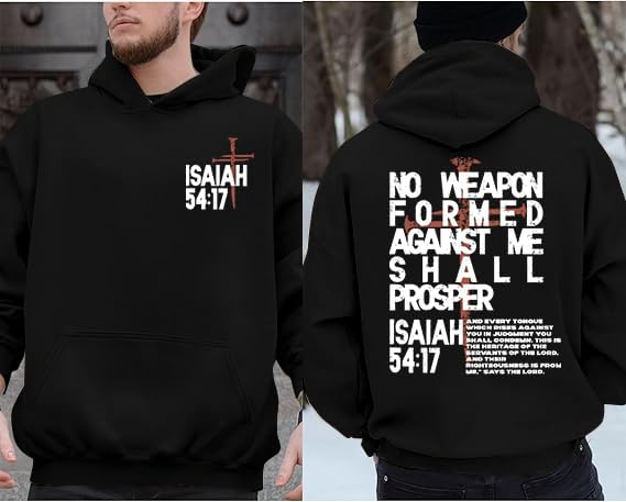 Christian Hoodie for Men Let's Pray Cross Sweatshirt Jesus God Sweatshirts Bible Verse Inspirational Pullover Tops
