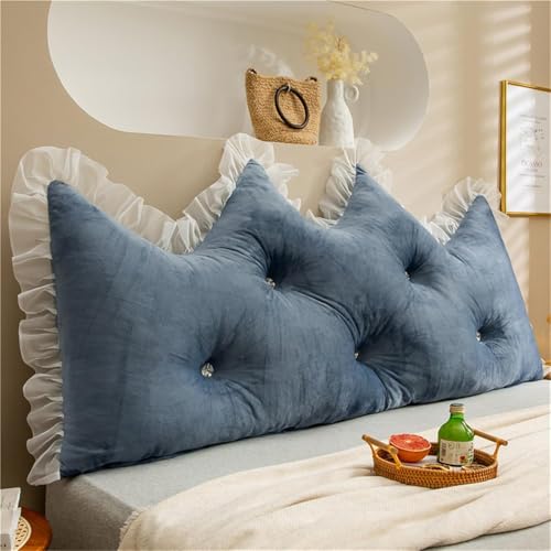 Image of Headboard Pillow PP Cotton Filler Large Bolster Pillows Backrest Support Sitting Up Reading Pillow in Bed Velvet Rest Upholstered Headboard Pads, (Blue, 39 inchx39 inch)