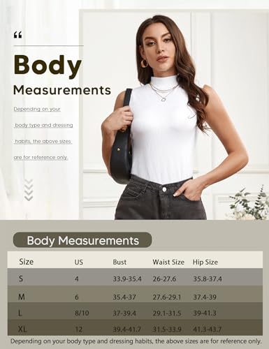 Image of Women's Mock Turtleneck Top Sleeveless Solid Rib Knit Form Fitting Scoop Tank Tops Basic Cami Shirts