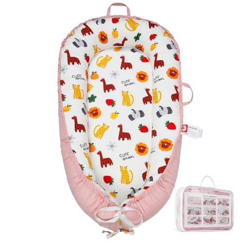 Image of Baby Lounger for Newborn,Removable Slipcover Infant Nest-Breathable & Portable Adjustable Cotton Soft Baby Floor Seat - for TravelNewborn Essentials