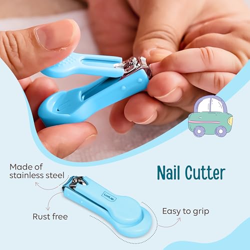Image of LuvLap Baby 4in1 Nail Grooming Set, Scissor, Clipper, Tweezer & Filer, Baby Grooming Kit, Baby Nail Scissor, Grooming Kit for New Born Baby, Baby Nail Cutter, New Born Grooming Kit, 4pcs, Blue, 0m+