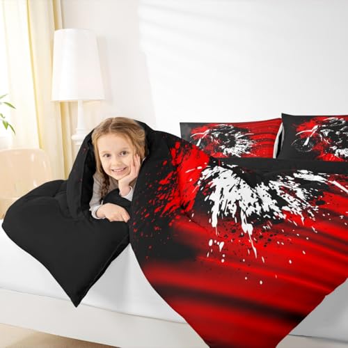 Image of Feelyou Kids Ombre Dirt Bike Duvet Insert Queen Size, Motocross Comforter Set Boys Girls Extreme Sports Bedding Set Teens Bedroom Decor Microfiber Bed Set